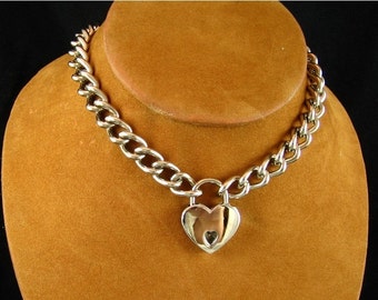 Chain Choker with Heart Padlock