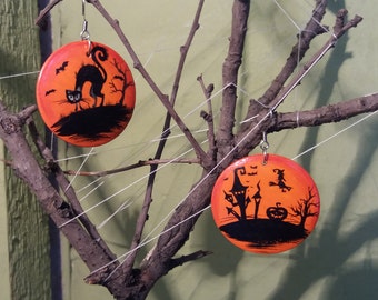 Halloween Earrings Halloween jewelry Halloween costume Gift for her Painting Wood Jewelry Painting jewelry
