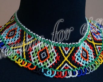 Colorful sylyanka-collar in Ukrainian ethno style