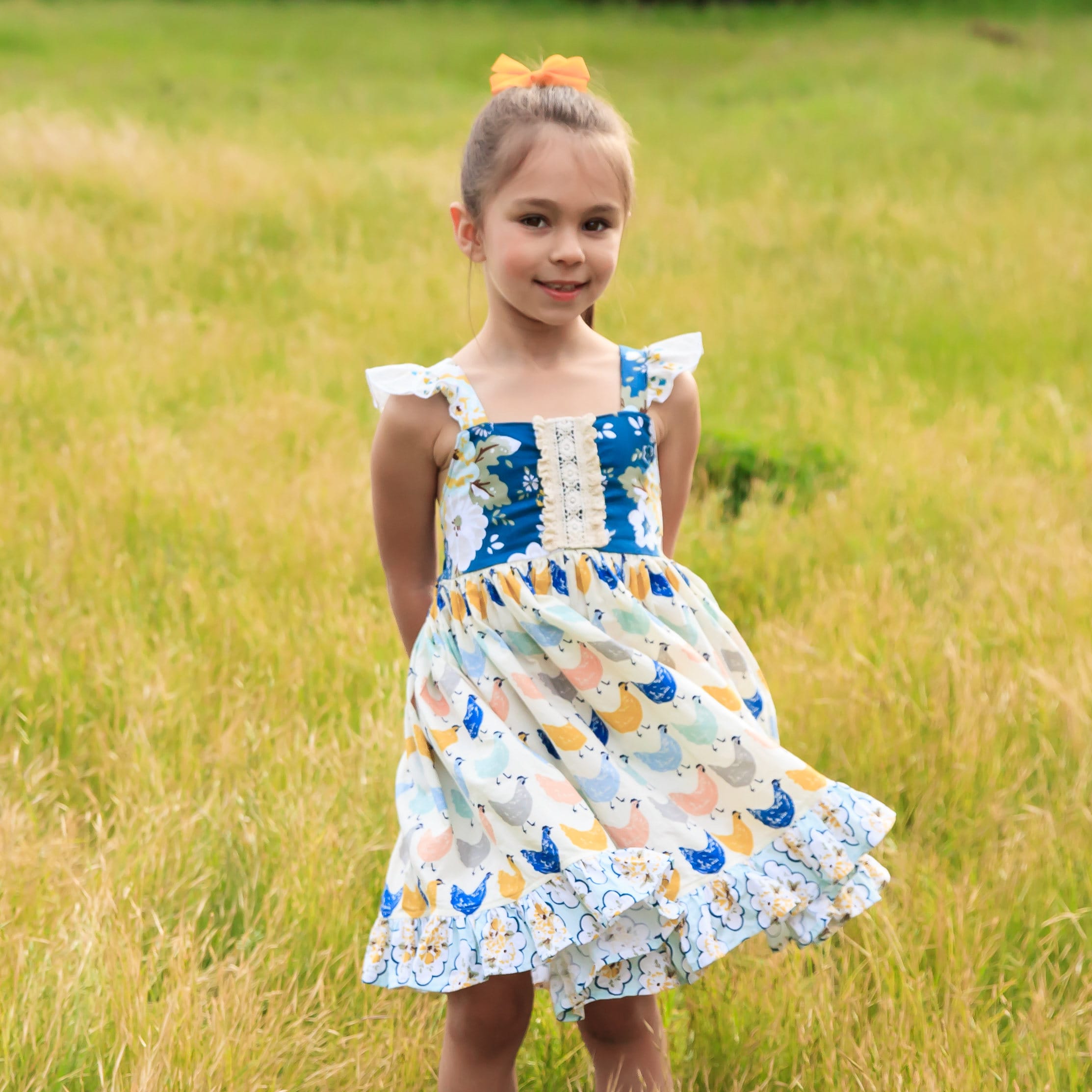 Girls Chicken Twirl Dress Chicken Dress Farm Dress