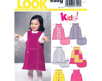 Girls Sewing Pattern Jumper Dress & Panties Pattern New Look 6311 Sunsuit Toddler Size 1/2 to 4 Pattern
