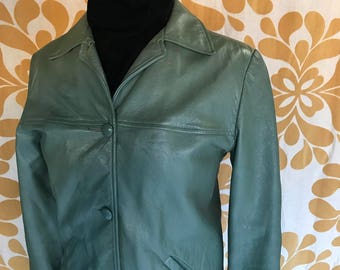 Vintage Sage Green Leather Jacket