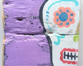 Day of the Dead- dia de los muertos Sugar Skull art on Reclaimed Wood
