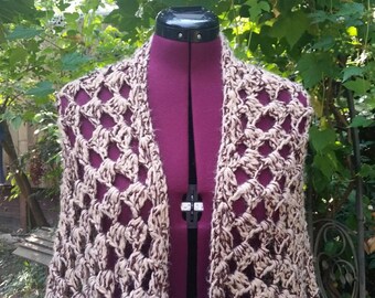 Brown Shawl Crochet Shawl Brown Wrap Crochet Wrap Vintage 1970s Shawl Womens Shawl Bohemian Shawl Boho Shawl Hippie Shawl 1970s Movie Prop