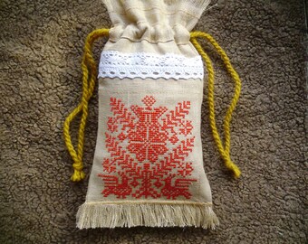 Embroidered Pouch Gifts of Nature; Pouch for storage of small important things