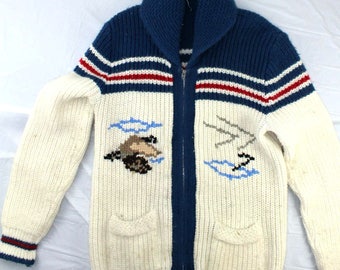 Virgin Orlo sz M Vintage Cowl Neck Novelty Knit Sweater