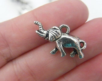 6 Elephant charms antique silver tone A510