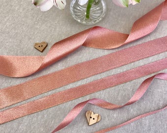 Rose Gold Ribbon - SPARKLE SATIN 1/8" 3/8" 5/16" 1" 1 1/2" - 1/3/5/10m Lengths - Wedding Invitation - Cake Embellishment - Bridal Shower