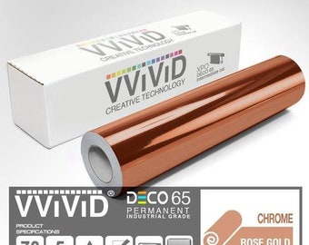 Contact Paper Craft Vinyl | Chrome Rose Gold Permanant Craft Film | For Cricut, Silhouette & Cameo Contact Paper Vinyl | VViViD DECO65