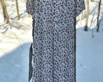 long short sleeve floral maxi dress
