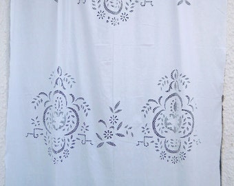 Beige handmade cutwork curtain with embroidery - Greek Traditional Handiwork - 0000803