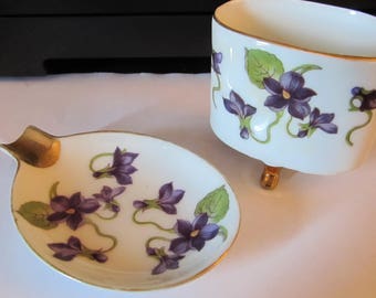 Cigarette Holder and Ashtray set - Violets
