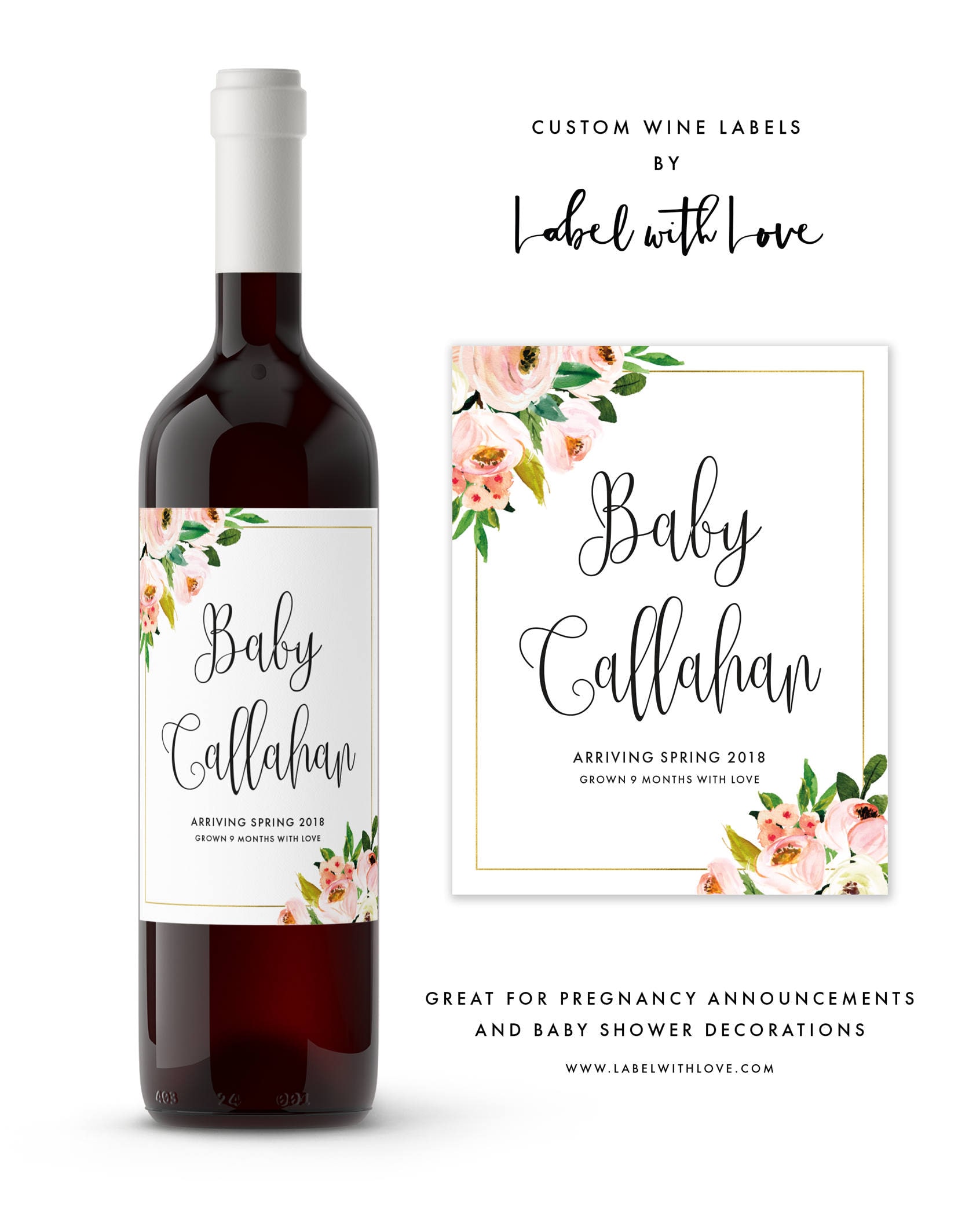 Pregnancy Announcement Wine Label Baby Announcement Wine