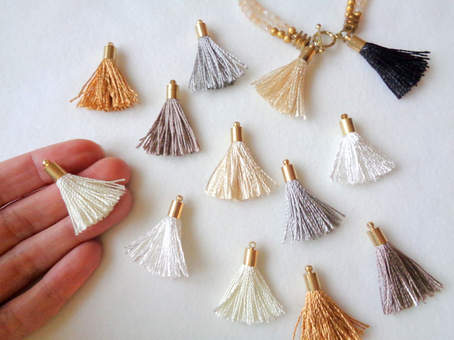 Mini Tassel Charms 2pcs Jewelry Making Tassels Mini