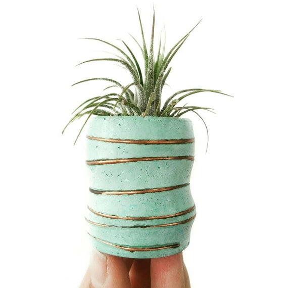 Mint Concrete Air Planter/Modern Planter/Small Air Planter/Office Planter/Succulent Planter/ Indoor Planter/Mint green/Dorm decor/Minimalist