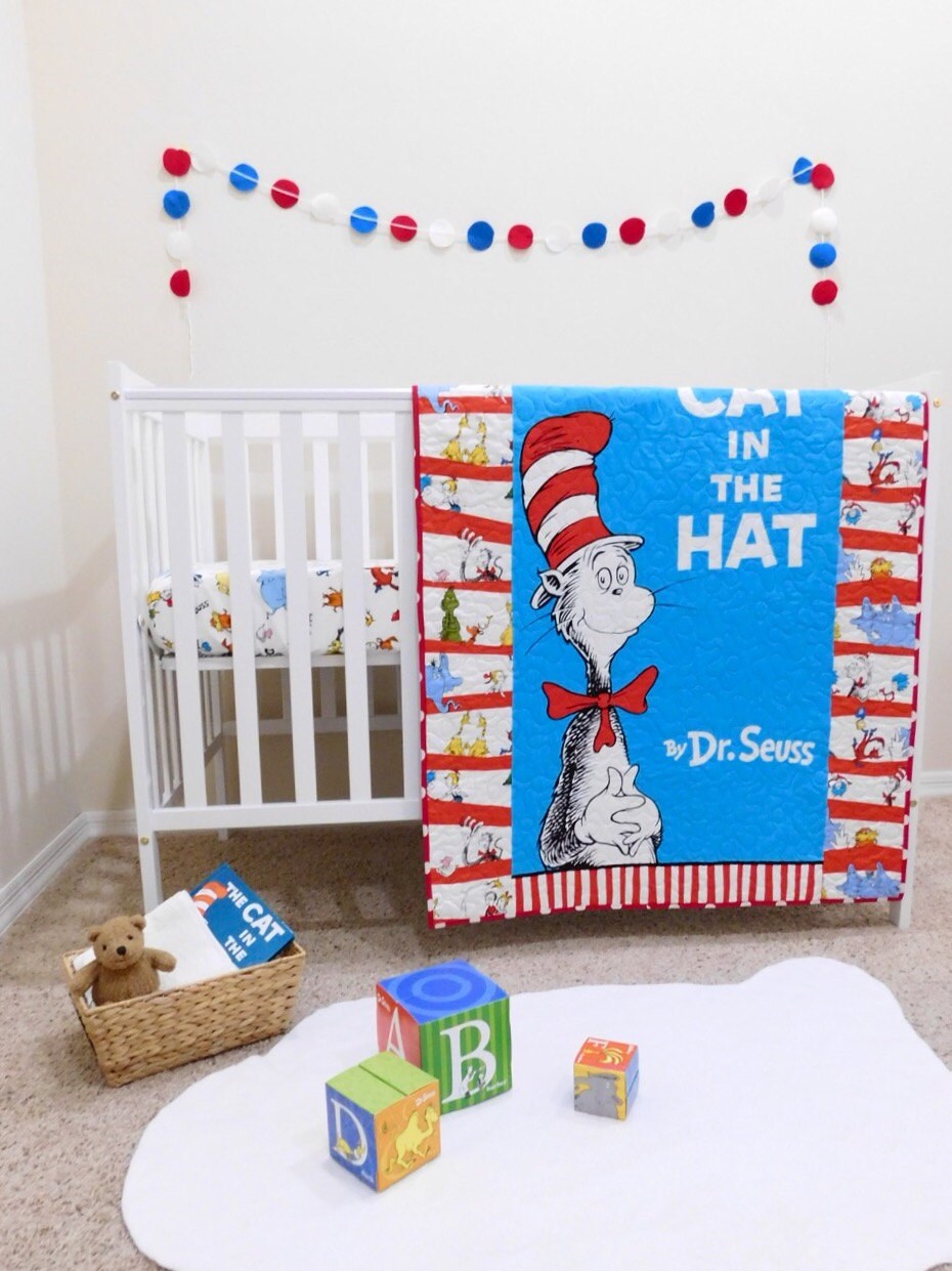 Cat In The Hat Baby Quilt Dr Seuss Crib Bedding Zoom