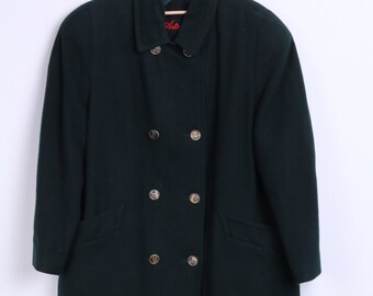 Astraka Womens 16 XL Coat Green Double Breasted Wool