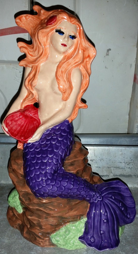 Ready to Paint Large Mermaid Sitting on Rock with Seashell