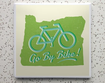 Go By Bike Oregon Tile Coaster