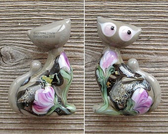 Pretty Kitty focal lampwork bead