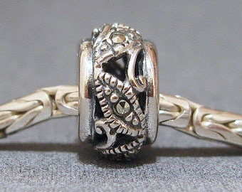 Sterling Silver Slider No. 3 Spacer European Charm sterling Silver Big Hole Bracelet Bead