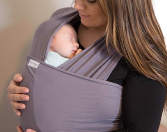Organic Cotton Baby Wrap Carrier | Stretchy Baby Carrier | Baby Wrap Sling | Baby Shower Gift | Grey, Black, Navy, Teal