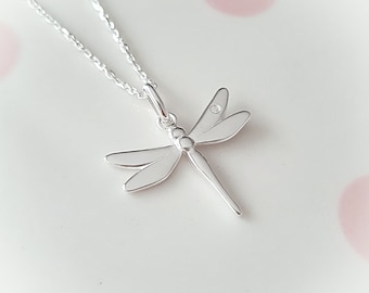 Dragonfly Necklace, Silver Dragonfly Necklace, Silver Dragonfly, Sterling Silver, Dragonfly Jewelry, Gift For Her