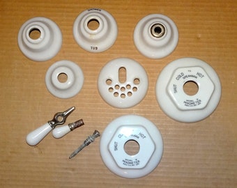 Vtg Porcelain Faucets Plumbing Pieces Ceramic Bathroom Bathtub Plumbing Parts Plumbing Hardware Hardware Steampunk Architectural Repurpose