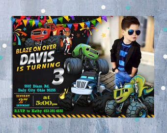 Blaze and Monster Machines Birthday Invitation, Blaze and the Monster Machines Invitation, Blaze Birthday Party Invite, Personalized JPEG