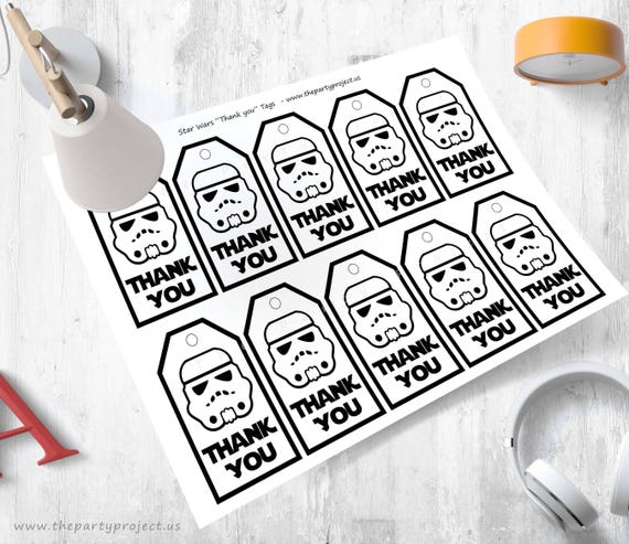 DIY PRINTABLE Star Wars Thank you tags Stormtrooper goody