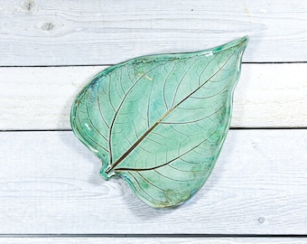 Pottery Leaf Spoon Rest - Turquoise - Ceramic Soap Dish