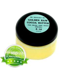 4 OZ GOLDEN Cocoa Butter Raw Pure Organic with Rich Chocolate Aroma