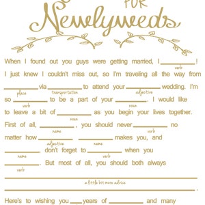 Wedding mad lib | Etsy