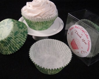 Green Damask2 Cupcake Liners