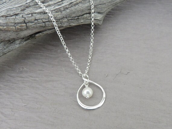 Infinity Necklace Sterling Silver Pearl Crystal Unique