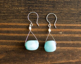 Peruvian Opal + Freshwater Pearl Earrings