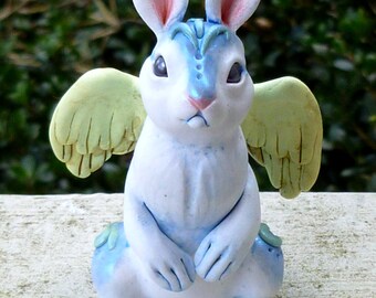Dusk Bunny sit up, Fantasy Myxie pal Sculpture