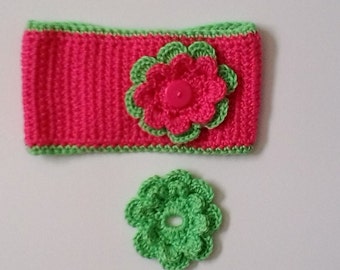 Pink and Green Ear Warmer