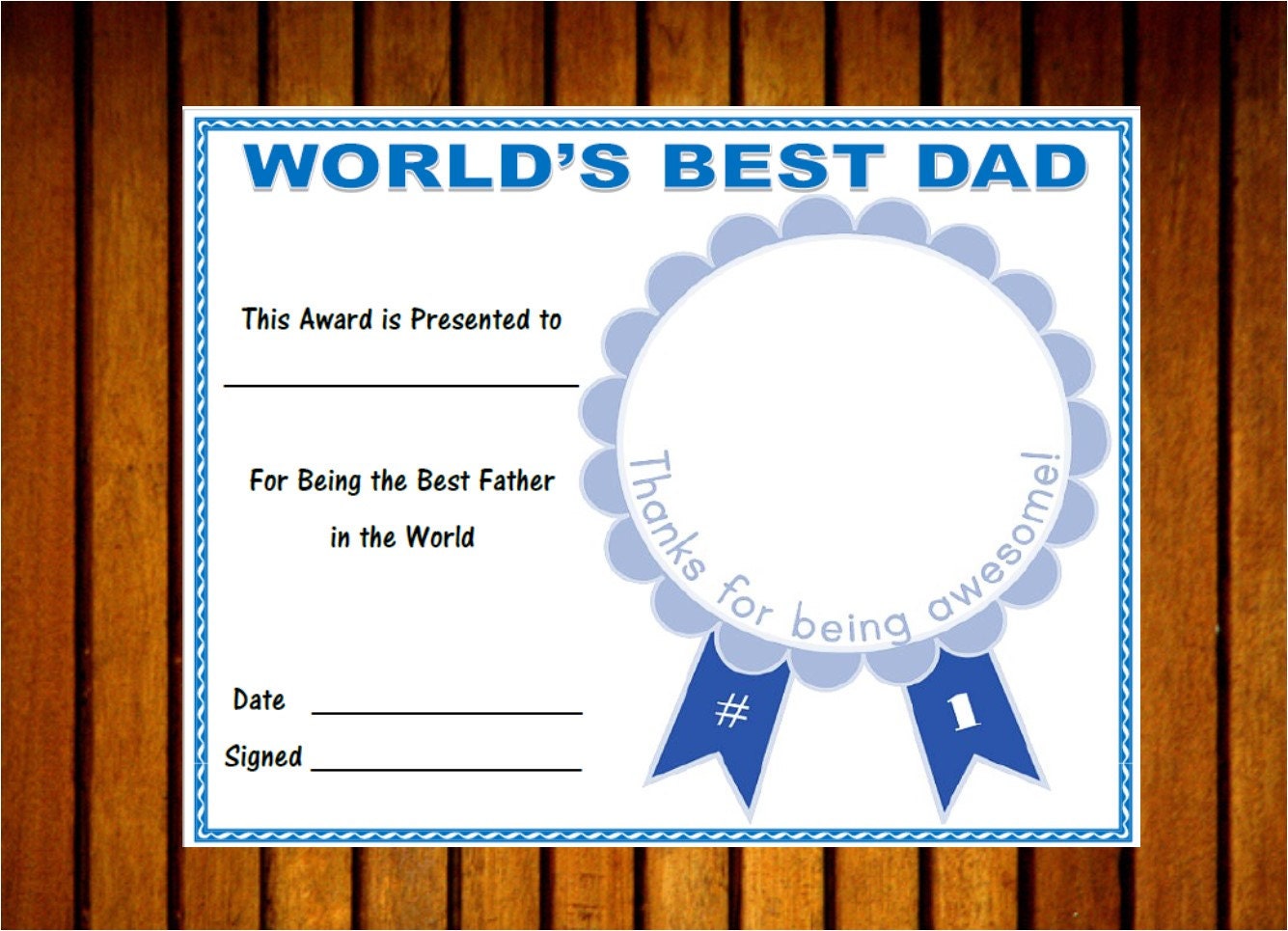 Printable World S Best Dad Award Father S