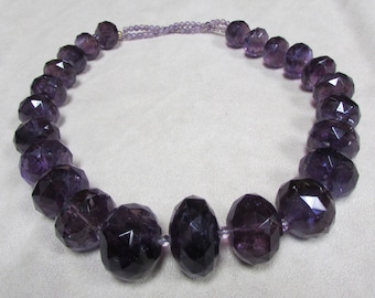 Huge Faceted Amethyst Bead Necklace