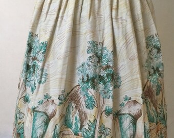 Cottage Novelty Border Print Skirt