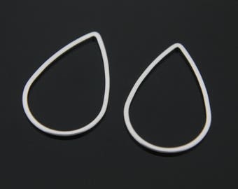 Drop ring, G31-R2, 20 pcs, 25x1x1mm, Rhodium plated brass, Drop charm / connector / pendant, Jewelry component, DK44-02