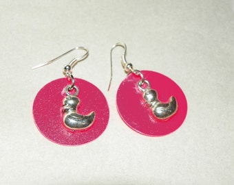 Duck Earrings Easter Earrings Easter Jewelry Ducky Earrings pink earrings silver earrings Cute Easter Earrings Easter Duck Earrings present
