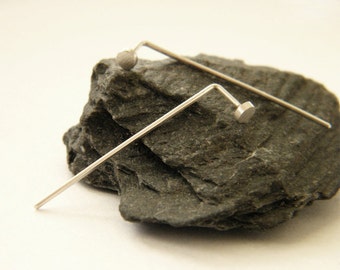 Minimalist ear jacket, Silver ear jackets, Minimalist dot earrings.