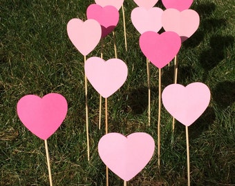 100 Shabby Chic Hearts On A Stick Wedding Aisle Decoration
