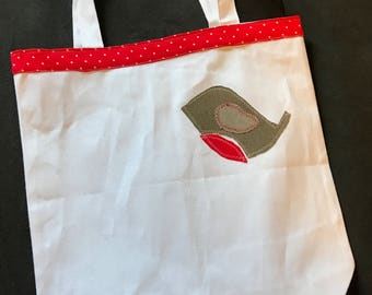 Bird appliqued tote bag