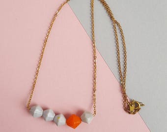 Vintage brass glass beaded necklace