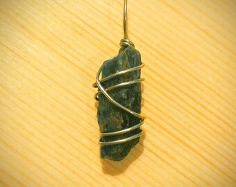 Blue Kyanite wire wrapped pendant