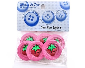 Jesse James Dress It Up Sew Fun Strawberry Two Hole Novelty Buttons
