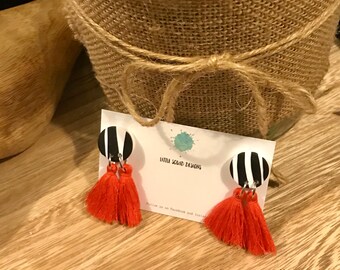 Zebra Orange Double Tassels